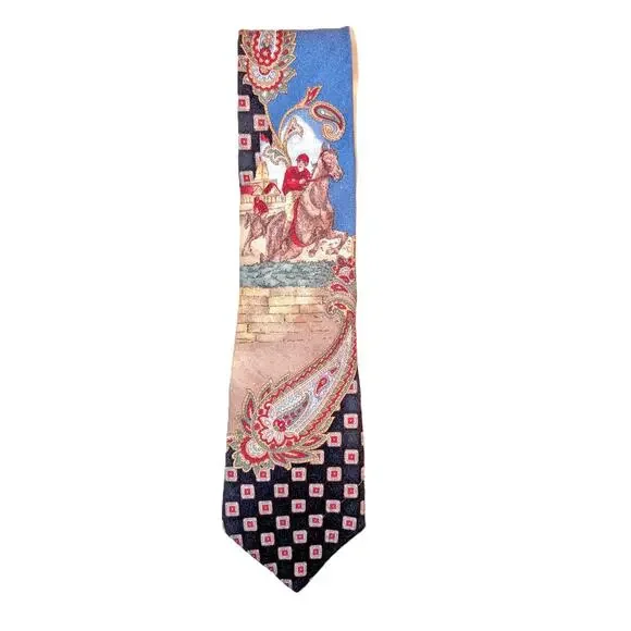 Bill Robinson Equestrian Silk Tie Made In USA- 100% Silk Fabic From Italy - Picture 1 of 4